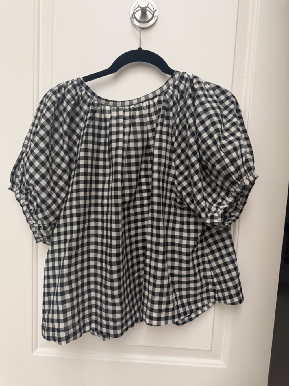 DÔEN June Gingham Cotton Top Black Gingham Size Small - Picture 3 of 3
